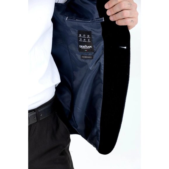 Derman Blue Floral Patterned Silvery Fabric Tuxedo - Picture 7 of 7